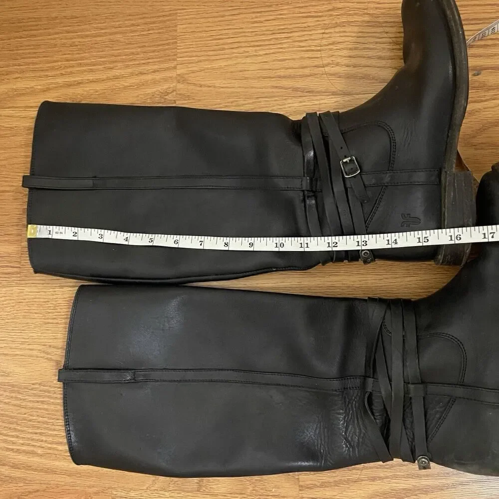 FRYE Leather Black Knee high Riding Western country boots US 7 -77754 4003